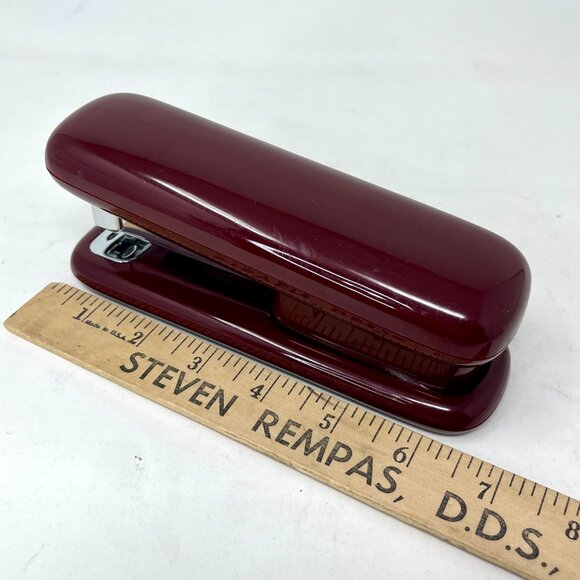 Vintage ELDON WORKSPACE STAPLER Desk Office Products Maroon Burgundy - Picture 9 of 9